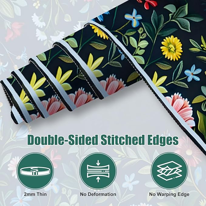 Desk Mat, Large Mouse Matt for Desktop, Women Deskpad Mat, XXL Big Mouse Pad for Desk, Anti-Slip Mousepad with Stitched Edges, Keyboard Pad Mouse Mat Cover for Computer 35.4×15.7 in, Bright Flower