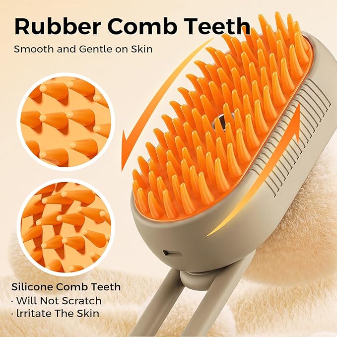 Upgraded 4-in-1 Pet Steam Beauty Brush Wireless Rechargeable Cat and Dog Hair Removal Tool - Anti-static, Massage, Deep Cleaning, Detangling, One-stop Professional Beauty Solution