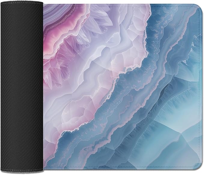 Geode Agate Aesthetics Mouse Pad Desk Mat Large Desk Pad Alfombrilla para Mouse Computer Pad Long Mousepad with Stitched Edge Non-Slip Rubber Base for Office School Home (27.5X11.8 in)