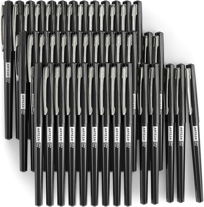 ARTEZA Permanent Markers, 40 Black Pens, Ultra-Fine Tip Paint Pens, Quick-Drying, Water Resistant, for Calligraphy and Note Taking, Office, Classroom