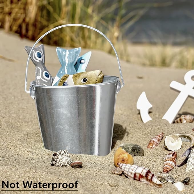 Galvanized Tin Metal Buckets with Handle - 6 Pack 4.3 Inch Iron Pail, Easter Bucket,Pencil Holder and Flower Pots,Craft Supply Holders for Events,School Storage and Party. (Silver, 4.3" Top)