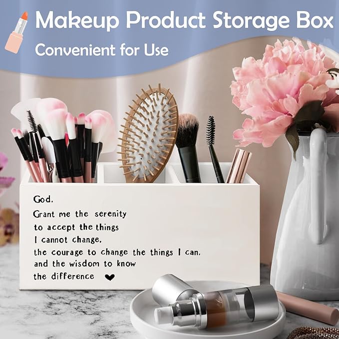 SNNDER Serenity Prayer Gifts Pen Holder for Desk, Christian Gifts for Women Men, God Grant Me the Serenity Bible Verses Wooden Pen Pencil Holder Organizer for Home Office Desk Accessories