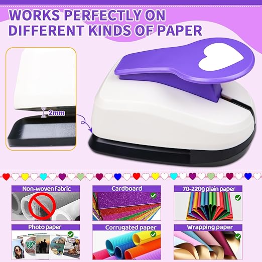 Heart Punches for Paper Crafts, 2 Inch Hole Punch for Scrapbooking, Holiday Card Making, DIY Photo Albums, Paper Puncher Heart Shapes for Wedding Day Greeting Card DIY Albums