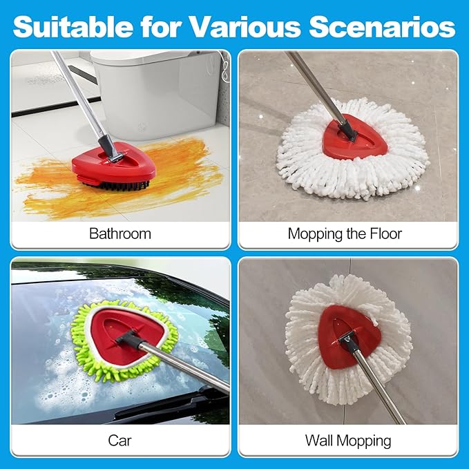 Mop Heads Replacements for Ocedar, Mop Replace Head for o Cedar Easywring 1 Tank, Spin Mop Replacement Head Mop Heads Include 4 Pack Spin Mop Refills, 1 Pack Scrubber Mop Head and 1 Mop Base