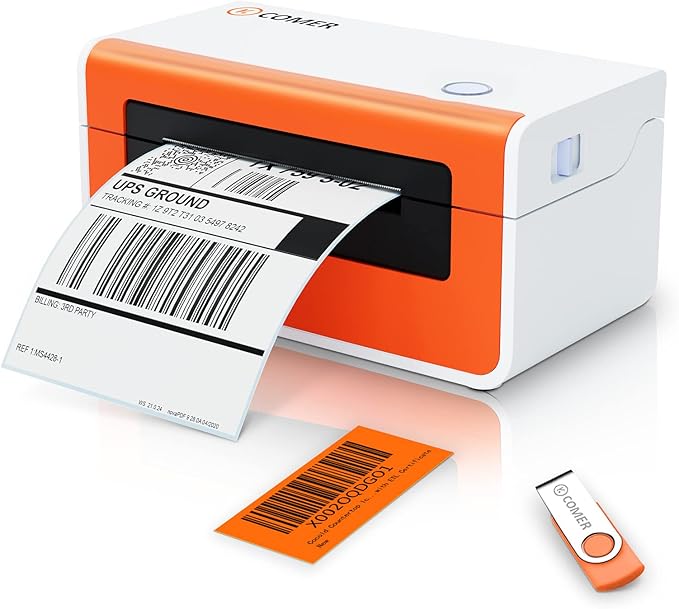 K Comer Shipping Label Printer 150mm/s High-Speed 4x6 Direct Thermal Label Printing for Shipment Package 1-Click Setup on Windows/Mac,Label Maker Compatible with Amazon, Ebay, Shopify, FedEx,USPS,Etsy