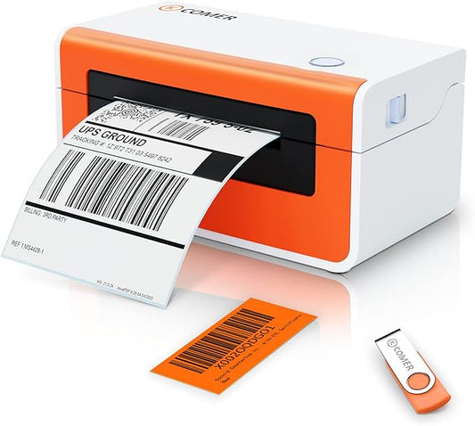 K Comer Shipping Label Printer 150mm/s High-Speed 4x6 Direct Thermal Label Printing for Shipment Package 1-Click Setup on Windows/Mac,Label Maker Compatible with Amazon, Ebay, Shopify, FedEx,USPS,Etsy