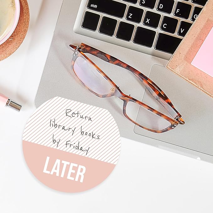 Gotcha Covered Notebooks Now Next Later Sticky Note Pad Assortment/Set Of 3 Round Flat Top Colorful Note Pads / 3.5" Productivity Sticky Notes / 50 Sheets Per Pad/Made In USA