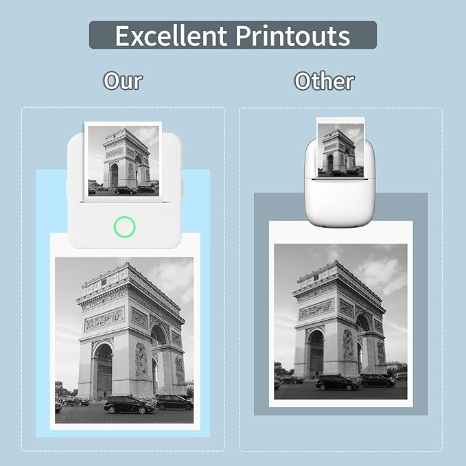 Mini Pocket Sticker Printer Wireless, Wireless Mini Portable Thermal Printers, Small Portable Stickers Printer Inkless 13 Roll Paper for iOS Android APP Pictures DIY Note Memo Gift, White