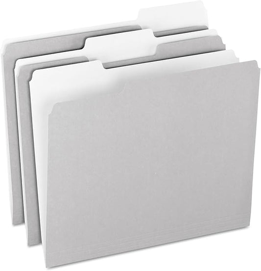 Pendaflex Two-Tone Color File Folders, Letter Size, 1/3 Cut, Gray, 100 Per box (152 1/3 GRA)
