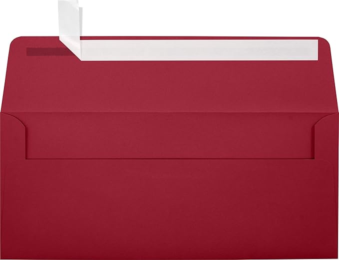 LUXPaper #10 Business Envelopes | Peel & Press | 4 1/8" x 9 1/2" | Garnet Red | 80lb. Text | 50 Qty