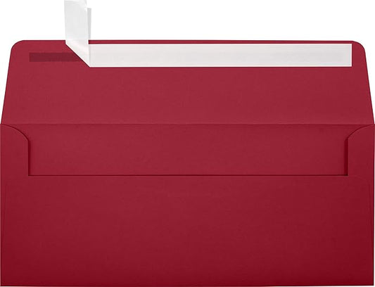 LUXPaper #10 Business Envelopes | Peel & Press | 4 1/8" x 9 1/2" | Garnet Red | 80lb. Text | 1,000 Qty