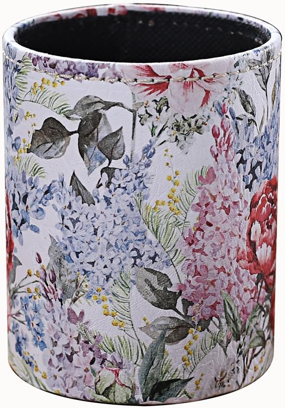 Summer Flower Blossom Design PU leather Pencil Pen Holder Desk Organizer PH40