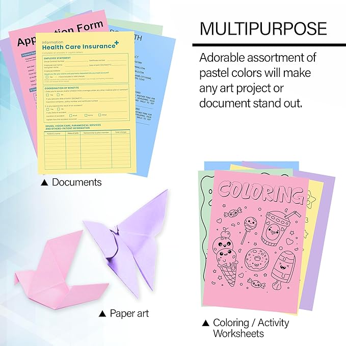 BAZIC Blank Paper Copy & Multipurpose Paper 8.5" x 11" – 25 Sheets Pastel Color Printer Paper for Inkjet, Laser, and Fax Machines – Printing Paper for Office, School, and Crafts, 1-Pack