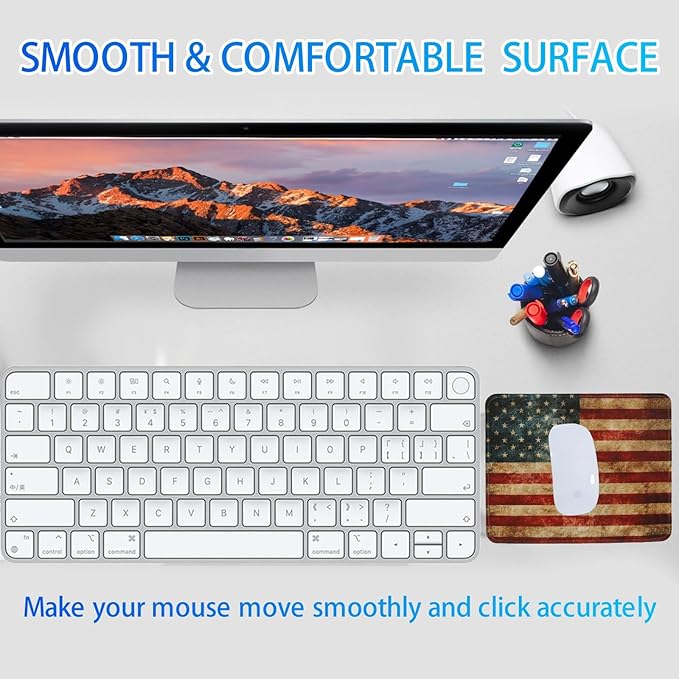 American Flag Gaming Mouse Pad, Large Mouse Pad for Desk Mat XL Mousepad, Stitched Edges Non-Slip Rubber Base Mouse Pads for Computers Laptop (USA Flag-Small-Red)