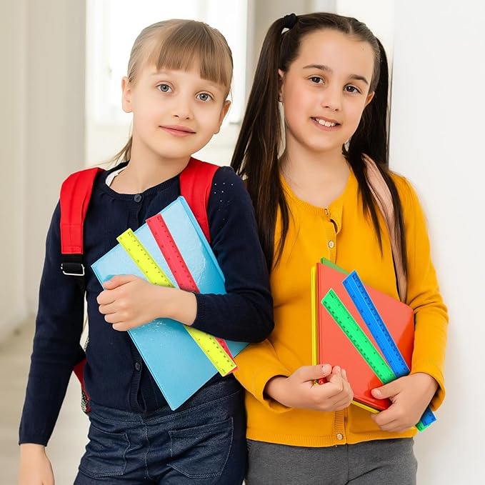 120 Pcs 12 Inch Plastic Rulers Bulk, Kid Ruler for School, Back to School Supplies, Flexible Assorted Color Straight Rulers with Centimeters and Inches for Students Schools Education