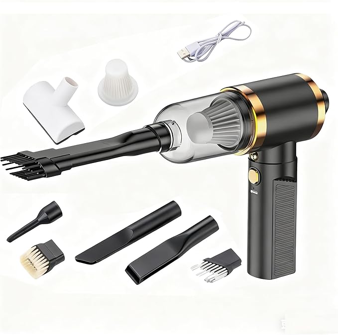 BGGJJ Car Vacuum Portable Cordless,Car Vacuum Cleaner high Power, Home Handheld Vacuum 30Mins with Battery,Black Vacuum Cordless 5000mAh,15000Pa Strong Suction.(Black)