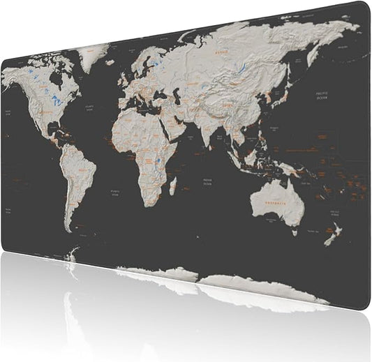 Desk Mat, Vintage World Map Extended Large Gaming Mouse Pad XXL, Non-Slip Rubber Base Stitched Edges Long Computer Keyboard Desk Pad Mouse Mat for Home Office Gaming 35.4"X15.7"