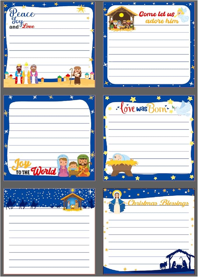 30 Pack Navitity Sticky Notes - 600 Sheets Christmas Memo Notes for Message Reminder Presents School Students Teachers