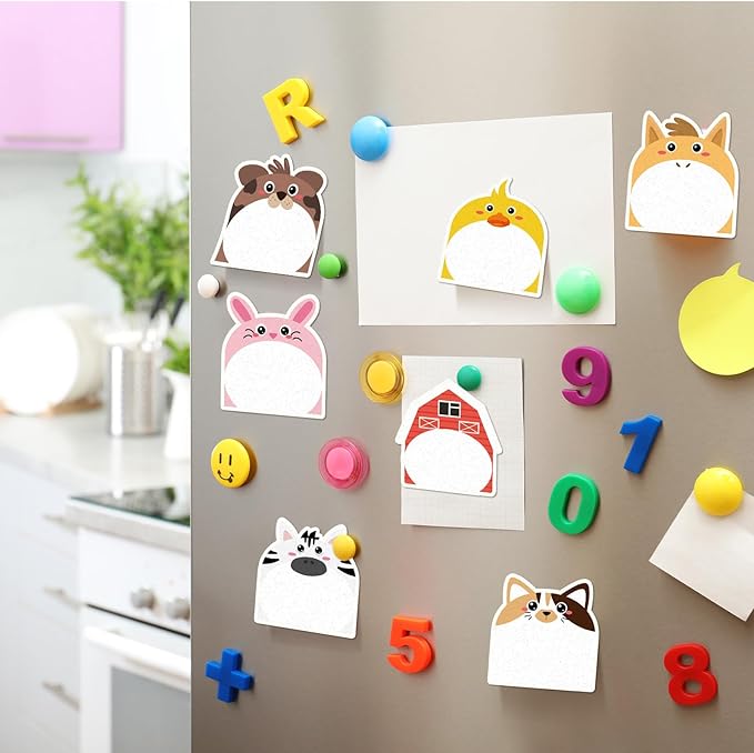 Yinder 24 Pads Cute Sticky Notes Kawaii Fun Animal Sticky Notes Pads Bulk Cartoon Memo Self Adhesive for Veterinary Gift Office School Tab Party Supplies(Farm Animals)
