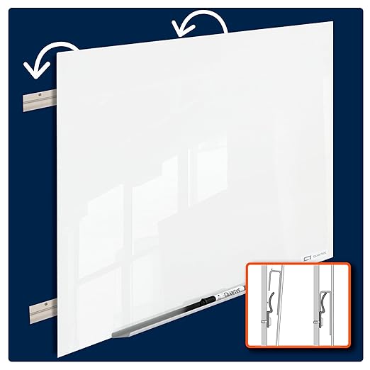 Quartet Glass Whiteboard, Magnetic Dry Erase Board, Wall Mounted Whiteboard for Office, School and Home, 96" W x 48" H, White (Q25F04IMW)
