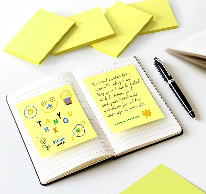 4 x 6in Yellow Sticky Notes Large,400pcs Recyclable Sticky Notes,8 Pack Notes Pads Memo Pads,Strong Self-Adhesive Notes, Bulk Large Pads Easy to Post Notes for Home School Office Desk Accessories