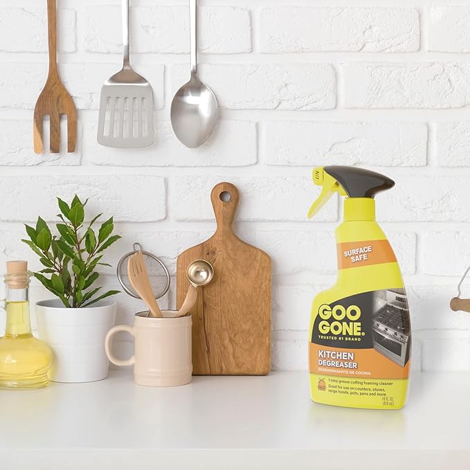 Goo Gone Foaming Kitchen Degreaser- Removes Baked-On Food, Grease, Splatter and Grime, 2 PACK 28 oz