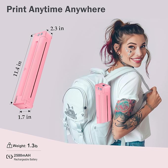 Bagana Tattoo Printer Machine Kit Wireless Bluetooth Thermal Temporary Tattoo Transfer Stencil Printer for Skin Compatible with iOS and Android