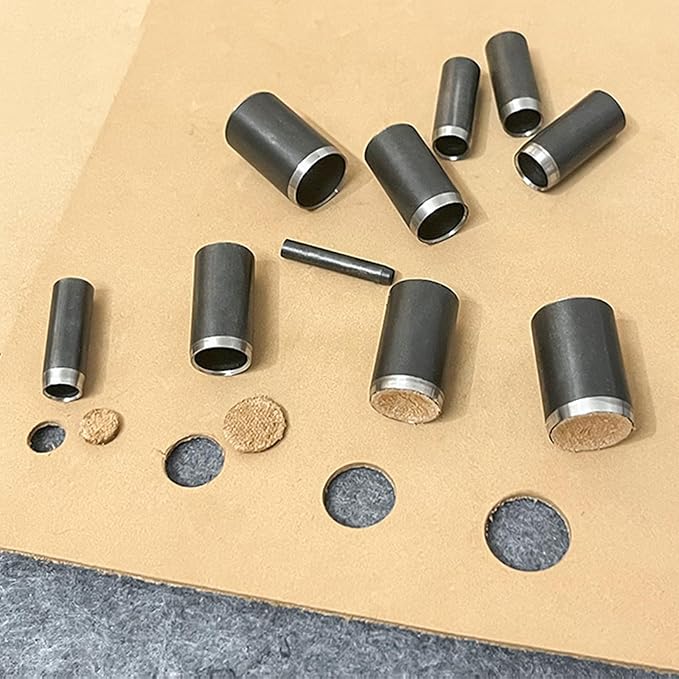 Leather Circle Cutter Tool Set, 21 Pieces Circle Punch Tools 1-12mm 15 20 25 30 35 40 45 50 55mm, High Carbon Steel Round Cutting Dies - Hole Punch Tool Kit for DIY Leather Crafts