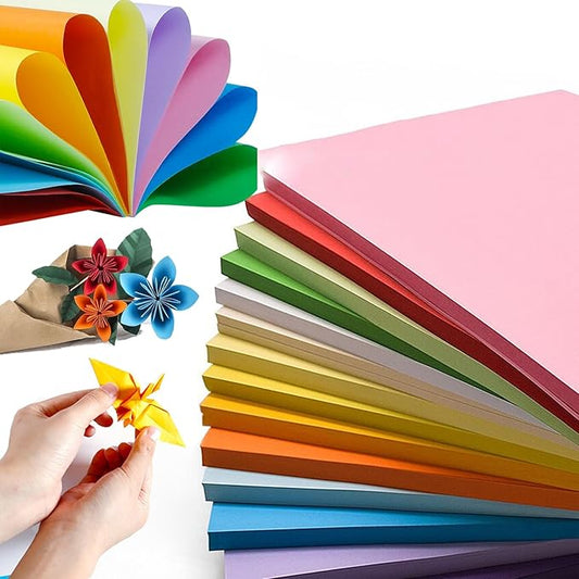 8 x 8 inch Colored Paper 200 Sheets - Cezmkio Thin Colored Paper (20 Colour) Assorted 70gsm Handmade Copy Paper Pastel Paper Cardstock for DIY Arts and Crafts Colorful Projects (8 x 8 inch)