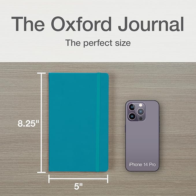 Oxford Journal, Lined Writing Notebook, Writer's Journal, Classic Notebook for School or Office, 240 Pages of Lined Ivory Paper, 5" x 8.25", Teal Hardcover (1014493)