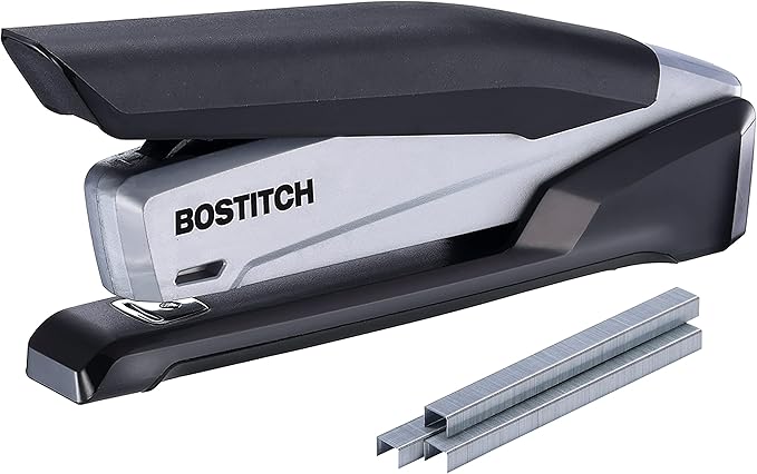 Bostitch Office InPower Desktop Eco-Friendly Stapler, One-Finger Technology, Jam-Free, Includes 210 Staples, Black (1100)