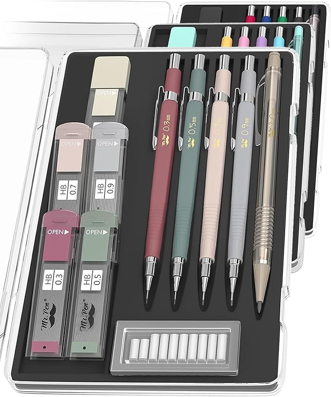 Mr. Pen- Mechanical Pencil Set with Leads and Eraser Refills, 5 Sizes - 0.3, 0.5, 0.7, 0.9 and 2 Millimeters, for Drafting, Drawing and Sketching, Christmas Gift