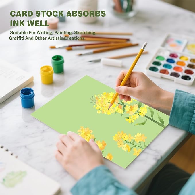 Cardstock 8.5 X 11, 40 Sheets Light Green Card Stock, 75lb/ 200gsm Copy Paper,Cardstock Printer Paper For Art, Drawing, Invitations, DIY Cards, Watercolor, Craft, Construction, School & Office Supplie