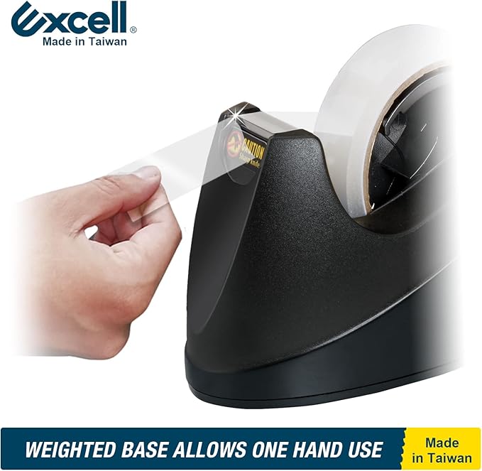 "Excell Dualcore Desktop Tape Dispenser (1" + 3" core) with Sand Weighted Base for One-Hand Dispensing, Ideal for Home, Office, Gift Wrapping, and Retail Stores"