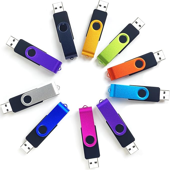 2GB USB Flash Drive 10 Pack 2 GB Thumb Drives TATMOHIK 2.0 USB Drive Bulk 2G Swivel Design Flash Drives Pack with LED Indicator 2 Gig Jump Drives Multipack Zip Drive Memory Stick PenDrive, Mixed Color