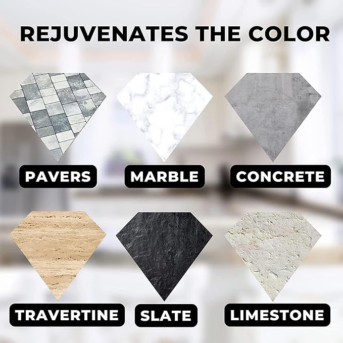 Color Enhancer Sealer for All-Natural Stone and Pavers. Marble, Travertine, Limestone, Granite, Slate, Concrete, Grout, Brick, Block. (1 Gallon)