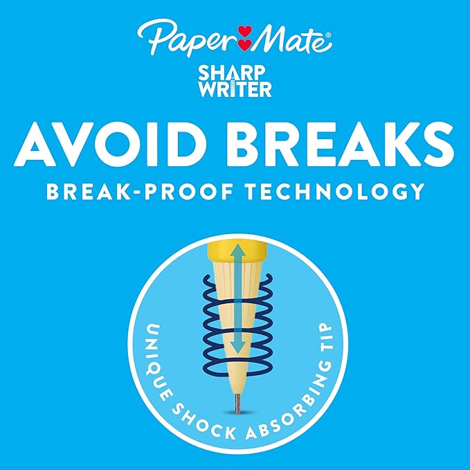 Paper Mate SharpWriter Mechanical Pencils Yellow | 0.7 mm | Shock-Absorbing Tip | Twistable Tip | No Sharpening Needed | 36 Count, Pack of 6