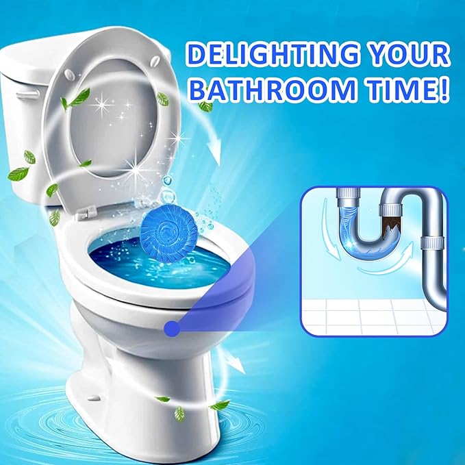 Toilet Cleaning Tablets, Toilets Bowl Cleaner Tablets - Automatic Septic-Safe Tank Cleaner Fast-Dissolving, Safe for All Toilets, Septic Tanks & Pipes (12pcs)