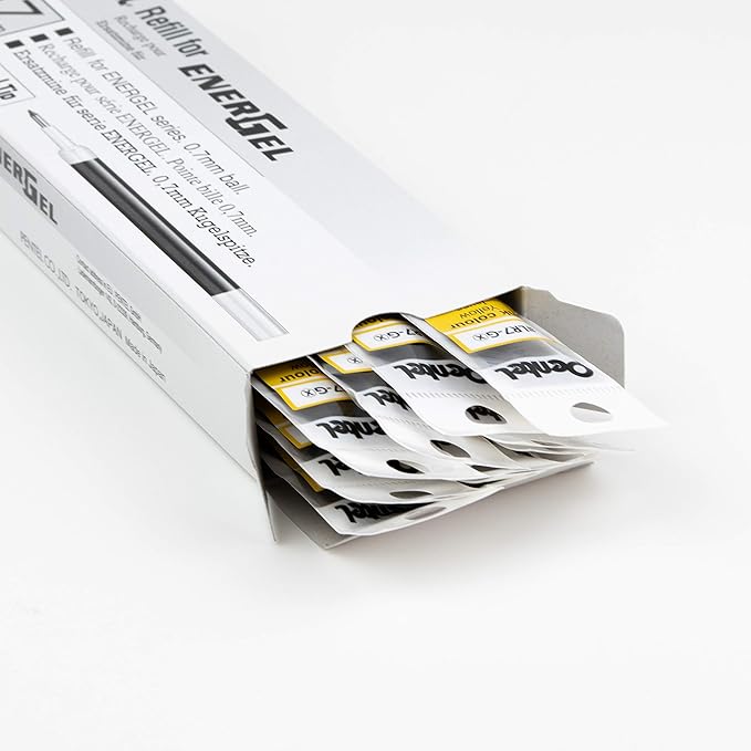 Pentel Refill Ink - For EnerGel Gel Pen, 0.7mm Metal Tip, Medium, Yellow Ink, 12 pack (LR7-G)