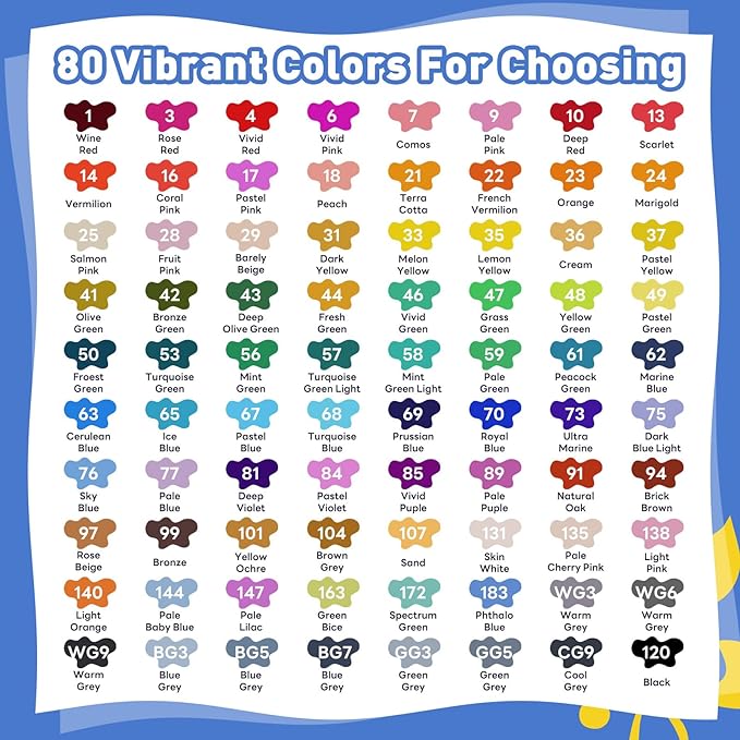 Alcohol Markers Dual Tip - 80+4 Colors Drawing Marker Alcohol Based Markers Set for Adult Kids Coloring Book Art Marker Pens with Carrying Case