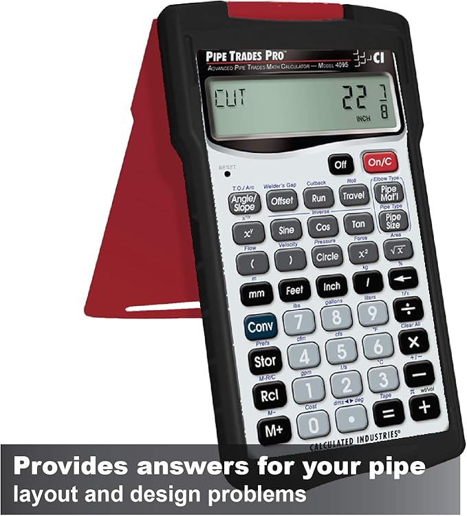 Calculated Industries 4095 Pipe Trades Pro Advanced Pipe Layout and Design Math Calculator Tool for Pipefitters, Steamfitters, Sprinklerfitters and Welders | Built-in Pipe Data for 7 Materials , White
