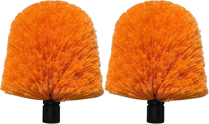 2 Pack Twist-On Cobweb Duster Head, Fits Standard 3/4 inch Threaded Poles, Attachment Spider Web Duster Brush for Outdoor & Indoor Cleaning (Orange)