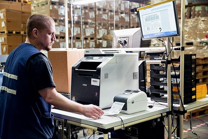 Brother TD-4550DNWB 4-inch Thermal Desktop Barcode and Label Printer, for Labels, Barcodes, Receipts and Tags, 300 dpi, 6 IPS, Standard USB and Serial, Ethernet LAN, Built-in Wi-Fi and Bluetooth,White