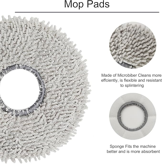 Replacement Accessories for Eureka J15 Evo Ultra Robot Vacuum,1Rubber Main Brush,4Mop Pads,4Filters,4Side Brush,4Dust Bag,1Cleaning Brush.