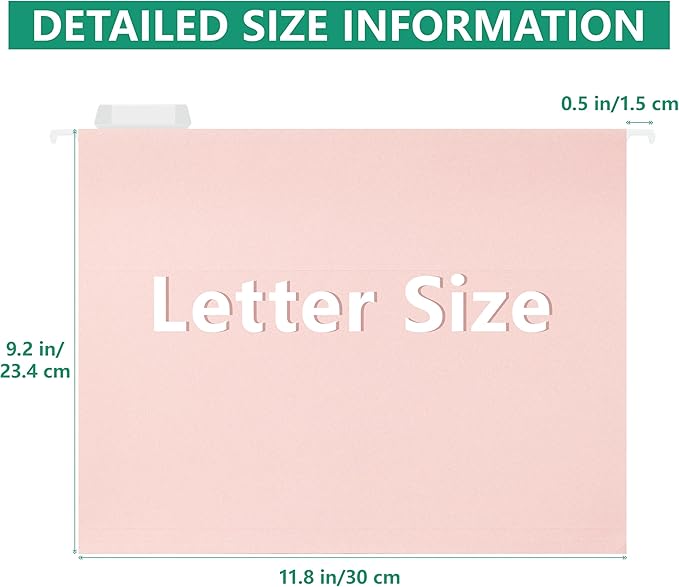 Hanging File Folders,25 Pack Reinforced Hang Folders Letter Size,Adjustable 1/5-Cut Tabs,Designed for Bulky Files,Filing Cabinet(7611U)