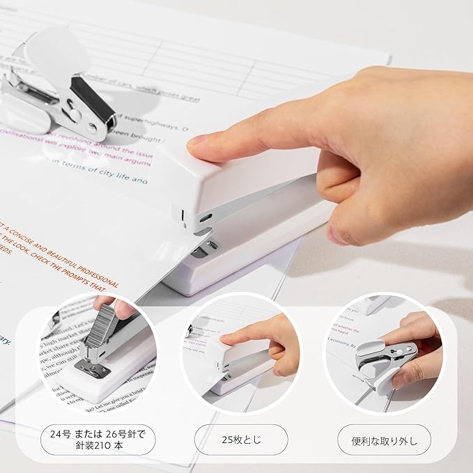 Deli Stapler, Desktop Stapler, Office Staplers, 25 Sheet Capacity, Includes 1000 Staples and Staple Remover, White