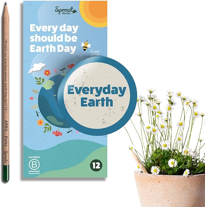SproutWorld Wood-Cased Pencils | EVERYDAY EARTH | HB Pre-Sharpened Graphite Plantable Wooden Pencils with Flower, Herb & Vegetable Seeds |Gift Ideal for Drawing, Sketching & Shading | 12 Pack
