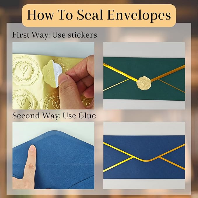 30 Pack #10 Business Envelopes with Gold Border and Stickers, 9.49x4.13 Inch Self Seal Standard Envelopes for Office, Letters, Checks, Invoices, Documents(Dark Green)