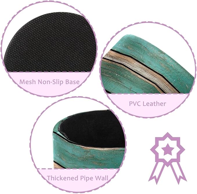 Rustic Distressed Teal Green Barn Wood P (2) Pencil/Pen Holder for desk, Round Desktop Organizer for Desk Multi Purpose Use for Home School Office Supplies