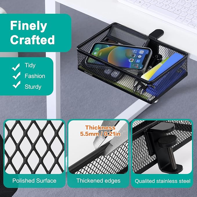 Clip-on Drawer organizers, desk organizer,can be clipped around the table to store small items. (Black - Small), Bronze Gold